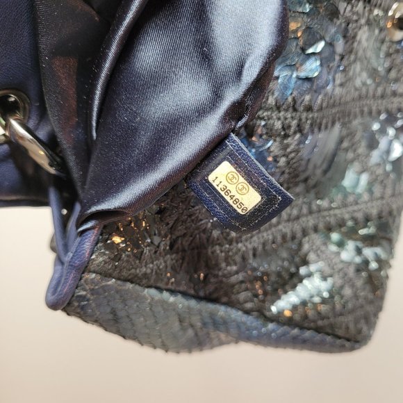 Chanel Python Flap Bag Crochet Stitch Navy Blue - Picture 12 of 14